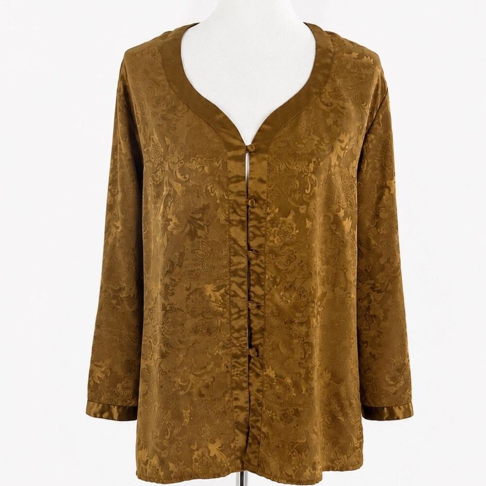 Vintage Victoria’s Secret Gold Label Gold Amber Jacquard Sleep Shirt Small
